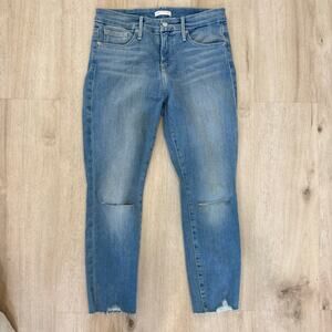 Good American Good Legs Skinny Jeans Light Wash Distressed Blue386 Size 6/28